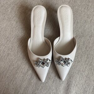 KARL LAGERFELD Leather Kitten Heel Mule